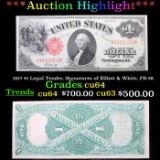 ***Auction Highlight*** 1917 $1 Legal Tender, Signatures of Elliott & White, FR-38 Grades Choice CU