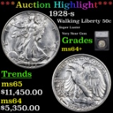 ***Auction Highlight*** 1928-s Walking Liberty Half Dollar 50c Graded ms64+ By SEGS (fc)