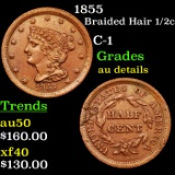 1855 Braided Hair Half Cent 1/2c Grades AU Details