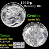 1936-p Mercury Dime 10c Grades GEM+ FSB