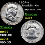 1952-s Franklin Half Dollar 50c Grades Choice+ Unc