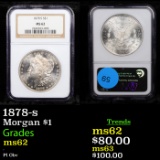 NGC 1878-s Morgan Dollar $1 Graded ms62 By NGC