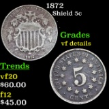 1872 Shield Nickel 5c Grades vf details