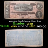 1864 $10 Confederate Note, T-68 Grades vf++
