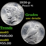 1926-p Peace Dollar $1 Grades Unc Details