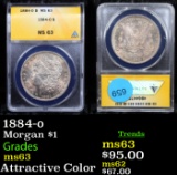 ANACS 1884-o Morgan Dollar $1 Graded ms63 By ANACS