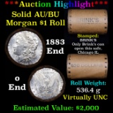 ***Auction Highlight***  AU/BU Slider Brinks Shotgun Morgan $1 Roll 1883 & O Ends Virtually UNC (fc)