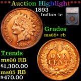 ***Auction Highlight*** 1893 Indian Cent 1c Graded ms65+ rb By SEGS (fc)