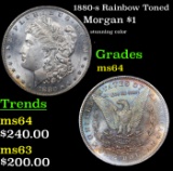 1880-s Rainbow Toned Morgan Dollar $1 Grades Choice Unc