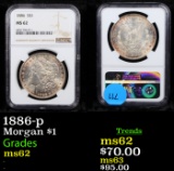 NGC 1886-p Morgan Dollar $1 Graded ms62 By NGC