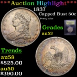 ***Auction Highlight*** 1837 Capped Bust Half Dollar 50c Graded Select AU By USCG (fc)