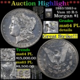 ***Auction Highlight*** 1883/1883-s Vam 10 R-5 Morgan Dollar $1 Graded ms64 PL Details By SEGS (fc)