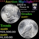 ***Auction Highlight*** 1922-s Peace Dollar $1 Graded GEM+ Unc By USCG (fc)