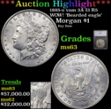 ***Auction Highlight*** 1895-o vam 3A I3 R5 WOW! 'Bearded eagle' Morgan Dollar $1 Graded ms63 By SEG