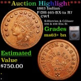 ***Auction Highlight*** 1863 Indian F-DH-165-BX-1a R7 Civil War Token 1c Graded ms63+ bn By SEGS (fc