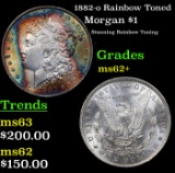 1882-o Rainbow Toned Morgan Dollar $1 Grades Select Unc