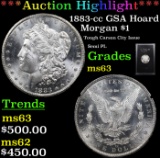 ***Auction Highlight*** 1883-cc GSA Hoard Morgan Dollar $1 Grades Select Unc (fc)