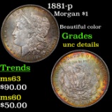 1881-p Morgan Dollar $1 Grades Unc Details