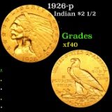 1926-p Gold Indian Quarter Eagle $2 1/2 Grades xf