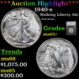 ***Auction Highlight*** 1940-s Walking Liberty Half Dollar 50c Graded ms65+ By SEGS (fc)