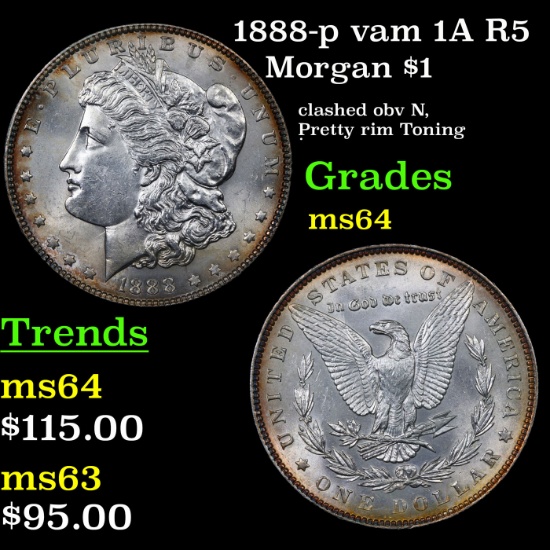 1888-p vam 1A R5 Morgan Dollar $1 Grades Choice Unc