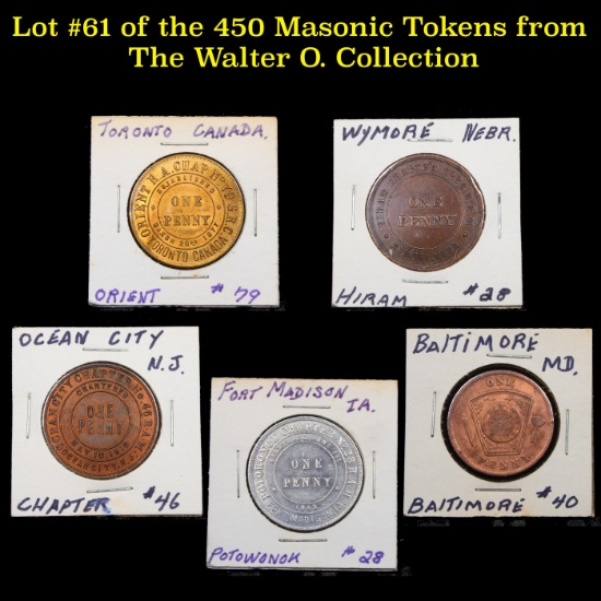 Lot #61 of the 450 Masonic Tokens from The Walter O. Collection