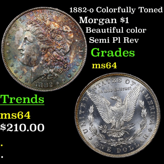 1882-o Colorfully Toned Morgan Dollar $1 Grades Choice Unc