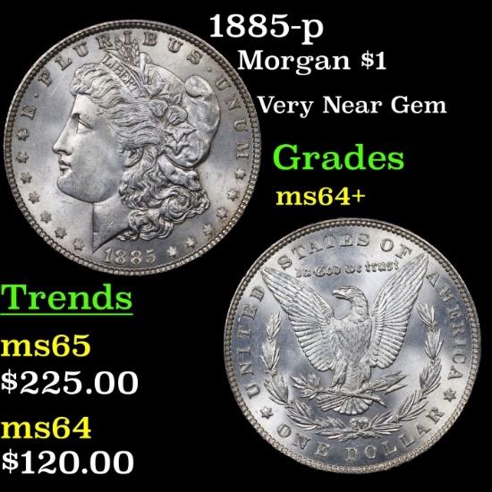 1885-p Morgan Dollar $1 Grades Choice+ Unc