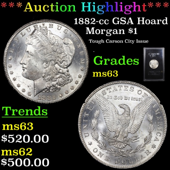 ***Auction Highlight*** 1882-cc GSA Hoard Morgan Dollar $1 Grades Select Unc (fc)