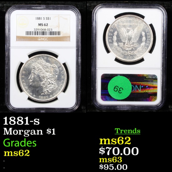 NGC 1881-s Morgan Dollar $1 Graded ms62 By NGC