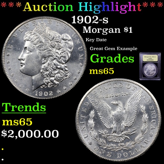 ***Auction Highlight*** 1902-s Morgan Dollar $1 Graded GEM Unc By USCG (fc)