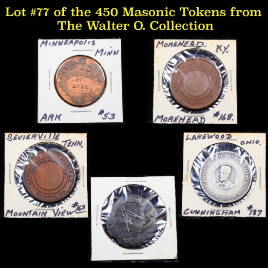 Lot #77 of the 450 Masonic Tokens from The Walter O. Collection