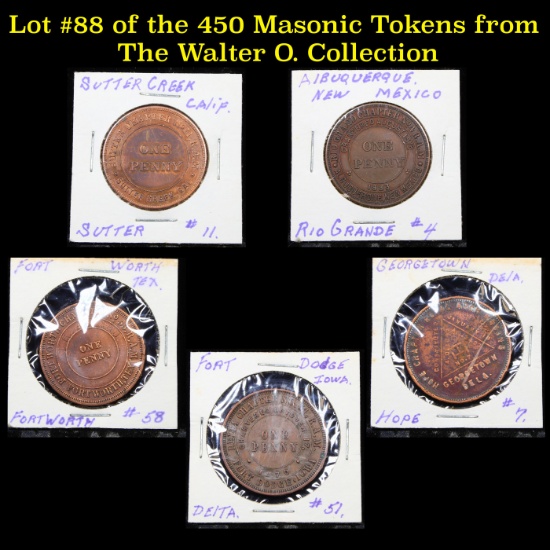 Lot #88 of the 450 Masonic Tokens from The Walter O. Collection