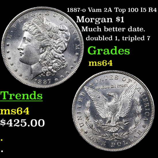 1887-o Vam 2A Top 100 I5 R4 Morgan Dollar $1 Grades Choice Unc