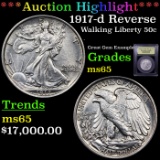 ***Auction Highlight*** 1917-d Reverse Walking Liberty Half Dollar 50c Graded GEM Unc By USCG (fc)