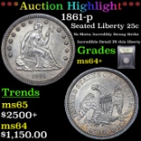 ***Auction Highlight*** 1861-p Seated Liberty Quarter 25c Graded Choice+ Unc By USCG (fc)