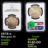 NGC 1878-s Morgan Dollar $1 Graded ms63 By NGC