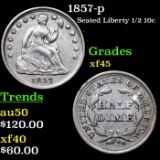 1857-p Seated Liberty Half Dime 1/2 10c Grades xf+