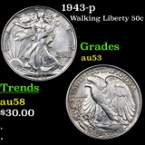 1943-p Walking Liberty Half Dollar 50c Grades Select AU