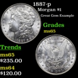 1887-p Morgan Dollar $1 Grades GEM Unc