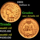 1901 Indian Cent 1c Grades unc details rd