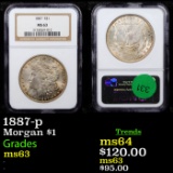 1887-p Morgan Dollar $1 Graded ms63 By NGC