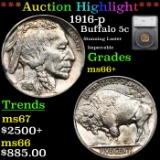 ***Auction Highlight*** 1916-p Buffalo Nickel 5c Graded ms66+ By SEGS (fc)