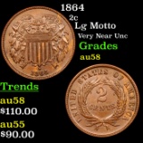 1864 Two Cent Piece 2c Grades Choice AU/BU Slider
