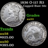 1836 O-117 R3 Capped Bust Half Dollar 50c Grades Select AU