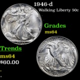 1946-d Walking Liberty Half Dollar 50c Grades Choice Unc