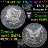 ***Auction Highlight*** 1897-p Morgan Dollar $1 Graded GEM Unc DMPL By USCG (fc)