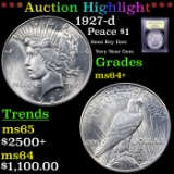 ***Auction Highlight*** 1927-d Peace Dollar $1 Graded Choice+ Unc By USCG (fc)