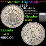 ***Auction Highlight*** 1869 Shield Nickel 5c Graded ms65 By SEGS (fc)