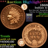 ***Auction Highlight*** 1868 Indian Cent 1c Graded Gem Proof Red Cameo By USCG (fc)